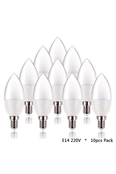 Genel Markalar 7w Led Buji Ampul E14 Led Ampul Mum Ampul İnce Duy GÜNIŞIĞI 10'lu Paket