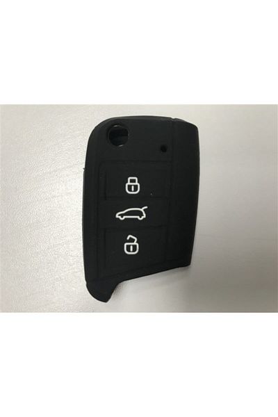 REPLAX حافظة حماية لمفتاح السيارة من السيليكون باللون الأسود من Volkswagen Black Switchblade مع شعار