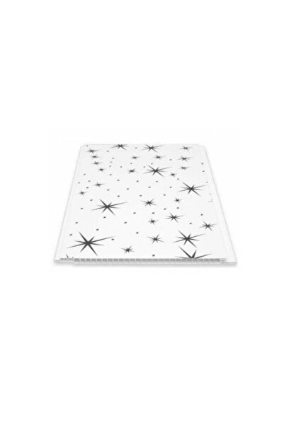 Lambiri Düz Siyah Yıldızlı Plastik Pvc Duvar - Tavan / 10 Adet 20 Cm X 3 Metre - 6 Metrekare