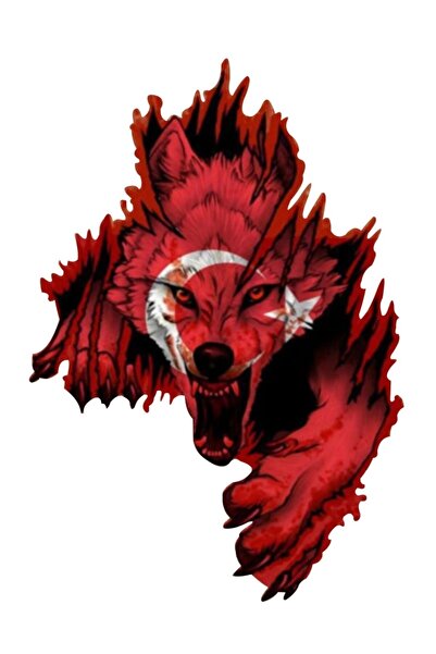 Sticker Fabrikası Turkish Flag Wolf Gray Wolf Gray Wolf Sticker 50x35 Cm 00244