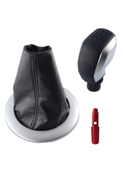 Moda Garage Renault Megane 2 Gri Çerçeve Körük Ve Deri Desen Krom Vites Topuzu