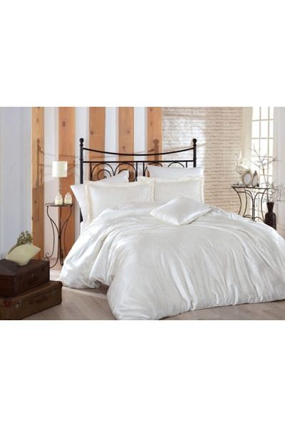 Nazenin Sweta White Jacquard Satin Διπλό