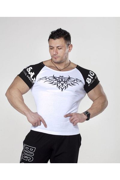Big Sam Black and White Slim Fit T-Shirt 2667