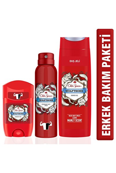 Old Spice Wolfthorn Duş Jeli + Sprey Deodorant +stick Deodorant