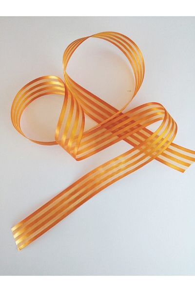Hobigram Πορτοκαλί Σατέν Ριγέ Κορδέλα Σιφόν Τιμή για 1 Μέτρο – Διακοσμητική Κορδέλα, Κομψό Σχέδιο – Διακοσμητικό Σ