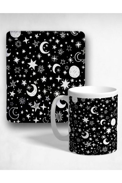 Onartem Little Stars Oval Wrist Support Mouse Pad and Mug Set