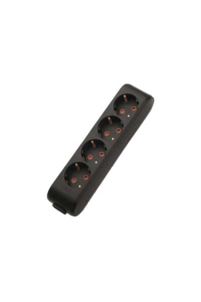 VİKO 4-Piece Multi-let Grounded Black Socket with Terminal Block - Wireless