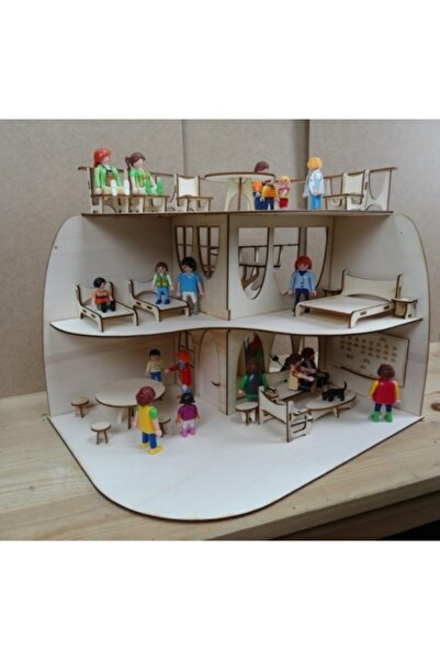 hdrlazerdizayn Ahşap Modern Bebek Evi ve Eşyalı, Pembe, Şık ve Kullanışlı Tas...