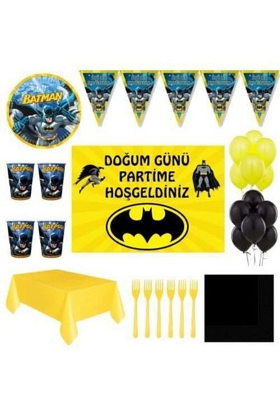 Batman Betmen Banner Birthday Party Set for 16 People