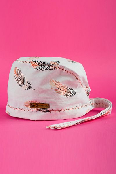Best Bone Orange Feather Pattern Surgical Bonnet