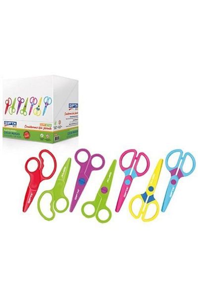 Gıpta جسم بلاستيك ذو طرف حاد 7 ألوان مقص أطفال 2 قطعة (k720)