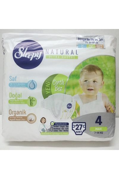 Sleepy Natural 7-14 Kg Baby Diapers No:4 27 Pieces Campaign Original Product Campaign Product