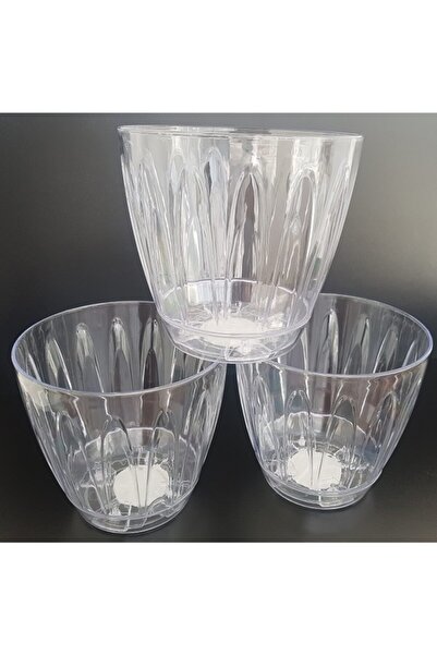 Asenya Orkide Saksısı 3 Lt 3 Adet Şeffaf Orkide Saksısı Tabaklı Orkide Saksıs...