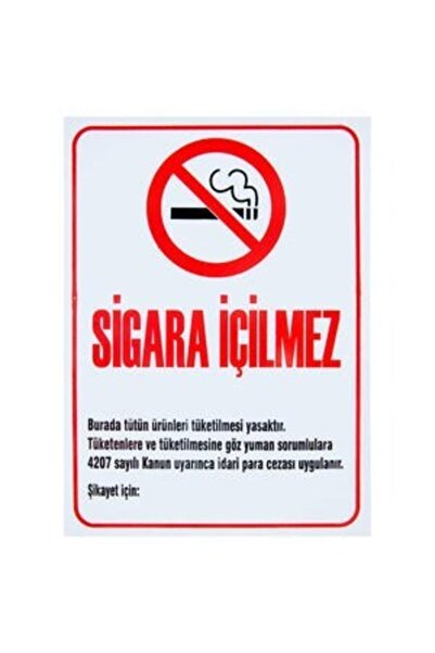 Genel Markalar Sigara Içilmez Uyarı Levhası -dekota Üzeri Baskı-35x50