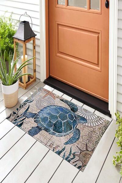 Evsebu Kaplumbağa Dekoratif Kapı Önü Paspası