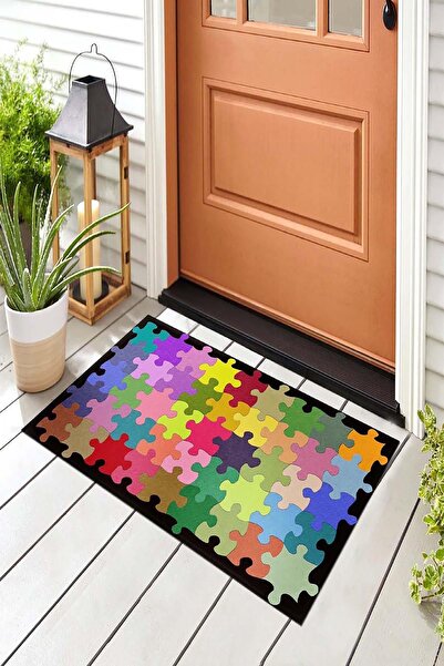 Evsebu Rengarenk Puzzle Dekoratif Kapı Önü Paspası