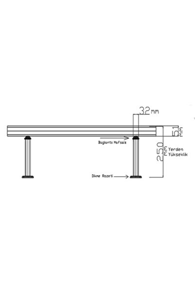 Alpa Paslanmaz Parapet Korkuluk 300 cm