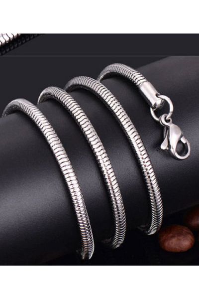 daisybydaisy Thin Model Stainless Steel Snake Snake Men's Necklace / 3mm- 55 Cm