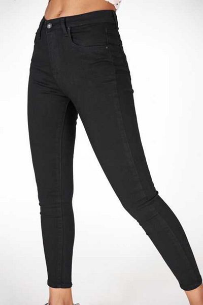 VEGA Women's Black High Waist Slim Leg Skinny Fit Lycra Trousers