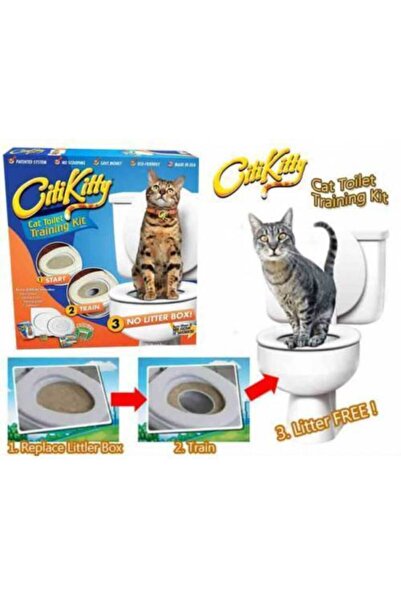 PetZoom Kedi Tuvaleti Eğitim Seti Kedi Klozeti Citty Kitty Alıştırıcı Eğitim Seti Klozet Kapağı Eğitim Seti