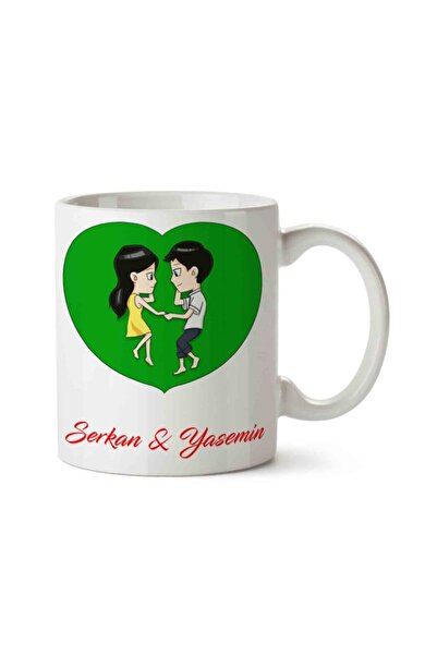ART HEDİYE Green Lovers Valentine's Day Mug