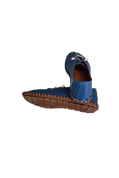 KAPAR Kadın Mavi Hakiki Deri Çarık Model