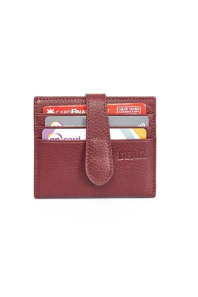 Deriza Πορτοφόλι θήκης κάρτας Γνήσιο δέρμα Claret Red