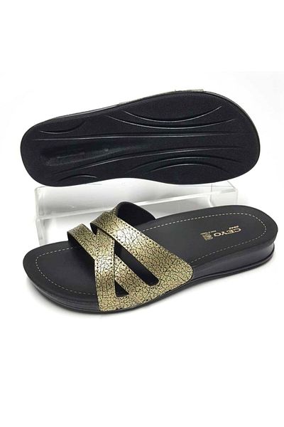 Ceyo 9942-1 Anatomical Gold Women's Slippers