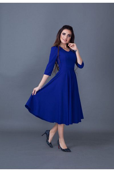 Bidoluelbise Γυναικείο φόρεμα Saks Blue Midi με λεπτομέρεια με λαιμόκοψη V