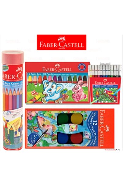 Faber Castell L 12 Renk Kuru + Sulu + Pastel +keçeli Boya Seti