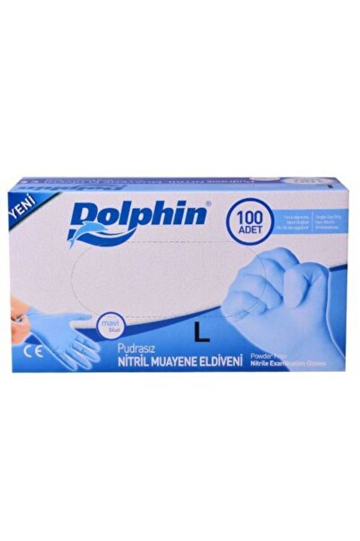 Dolphin قفاز أزرق خالي من البودرة مقاس L.