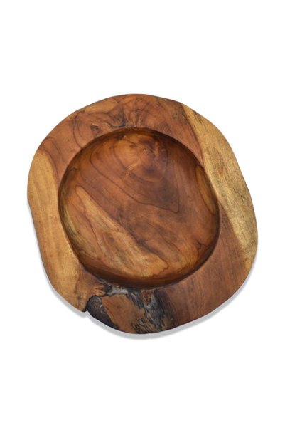 Hedicaret Wooden Decorative Bowl, Teak Wood, One Piece, Handmade Indonesia