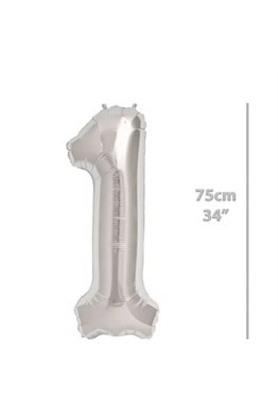 ECE PARTİ Foil Number 1 Silver Balloon 75cm (34 Inch)