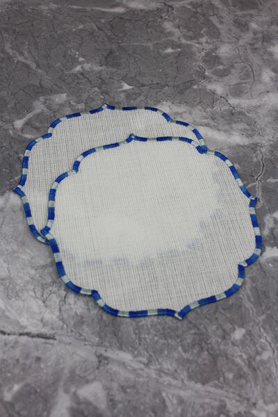 WEARE2 Șervețele de cocktail din 2 piese, cu efect de in, brodate, de culoare...