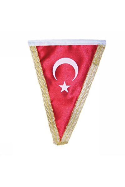 Vatan Vt203 Masa Türk Bayrağı Üçgen Simli 15x22.5cm (10 Lu Paket)