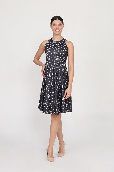 Ceylen Γυναικείο μίνι φόρεμα με μοτίβο με γιακά Navy Blue Halter