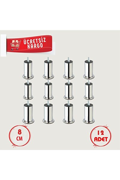 Marka Baza Koltuk Kanepe Ayağı Civatalı 8 Cm (12 ADET) M8 Ince Diş