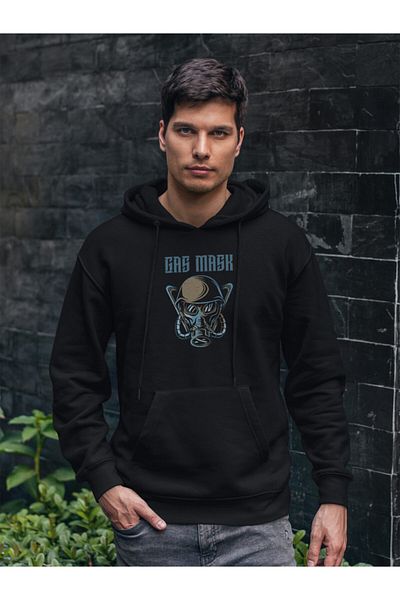 Raf Coll Unisex φούτερ με μαύρη κουκούλα