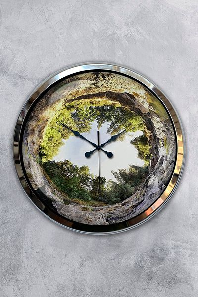 Kasva Concept 40 cm Chrome Metal Tree Wall Clock Gift
