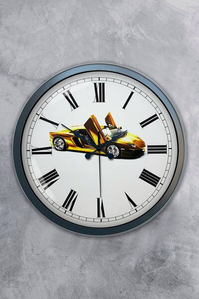 Kasva Concept Δώρο 40 εκ. Λευκό Μεταλλικό Ρολόι Τοίχου Αυτοκινήτου