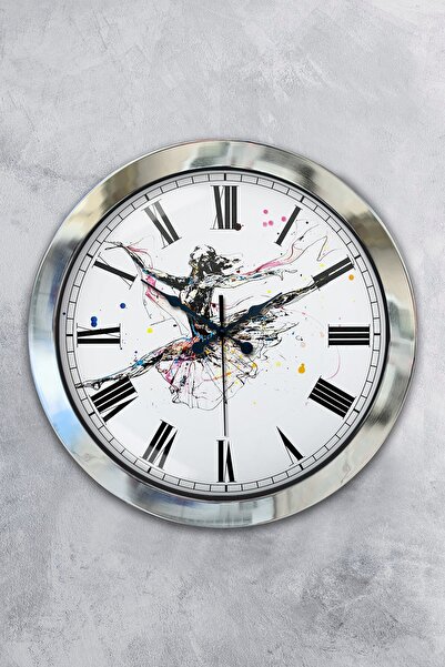 Platin Saat هدية ساعة حائط راقصة معدنية من الكروم مقاس 36 سم