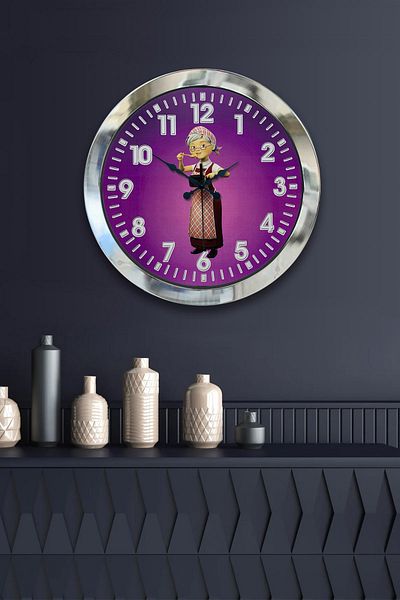 Kasva Concept Ρολόι τοίχου δώρο 36 εκ. Chrome Metal Line Aunt