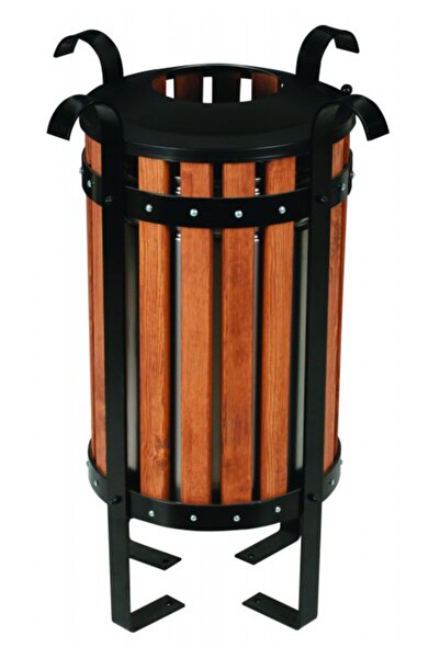 Genel Markalar Lamalı Ahşap Kaplamalı Dış Mekan Çöp Kutusu Kovası Küllüğü