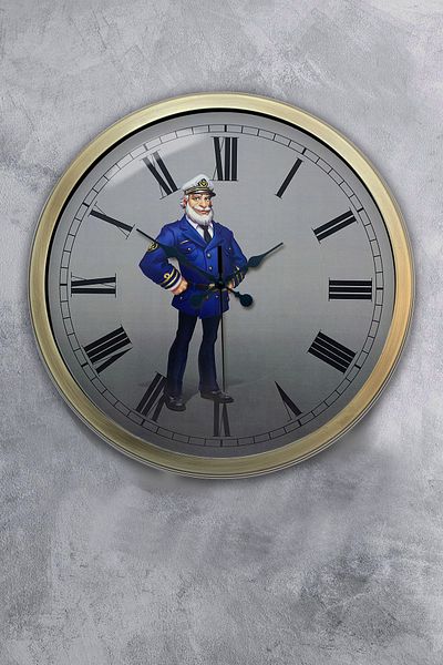 Kasva Concept 40 cm Antique Metal Ship Captain Wall Clock