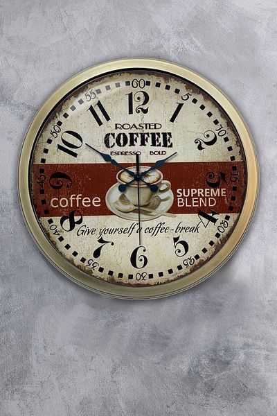 Kasva Concept Gift 40 cm Antique Metal Espresso Wall Clock