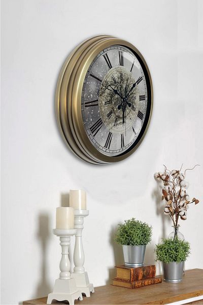 Kasva Concept Ceas de perete din metal antic de 40 cm pentru ziua de iarna
