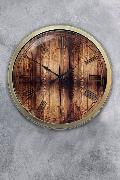 Kasva Concept 40 cm Antique Metal Wood Look Gift Wall Clock