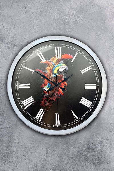Kasva Concept Gift 40 cm White Metal Parrot Wall Clock