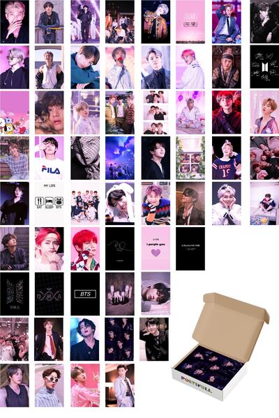 Postifull Bts Duvar Poster Seti - Kolaj Set - 60 Adet - Pembe Bts Poster Seti - 10cm*15cm - Kalın Kuşe Kağıt
