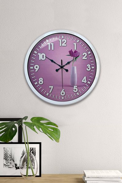 Kasva Concept Gift 40 cm White Metal Flower Wall Clock